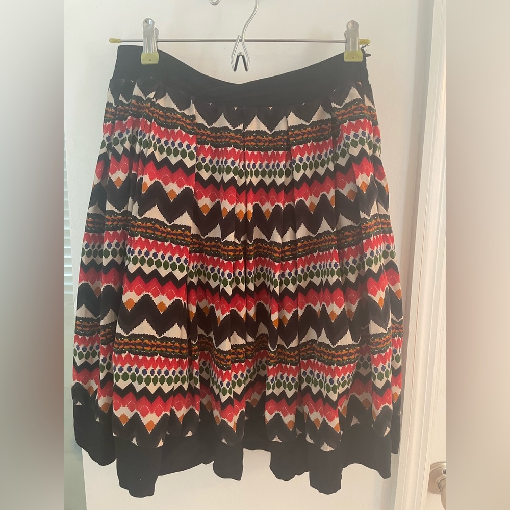 Vintage brightly-colored geometric, tribal-patterned skirt, size 6